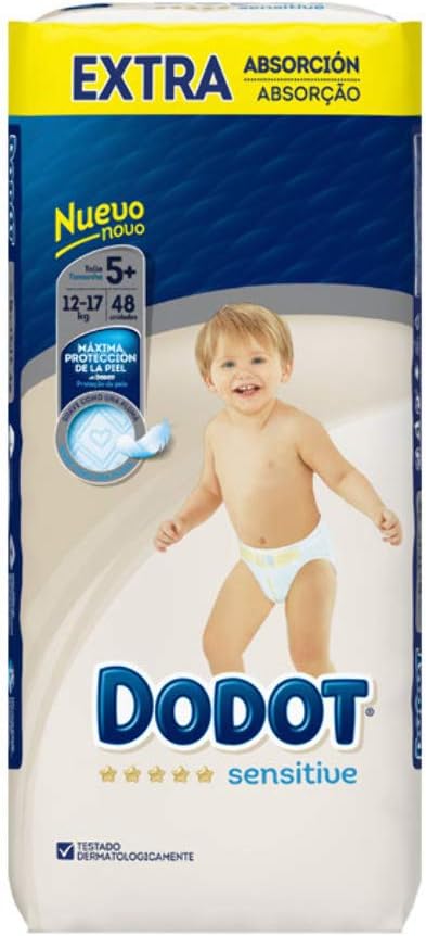 Dodot Sensitive Pañales Talla 5+, 48 Pañales - 12-17 kg