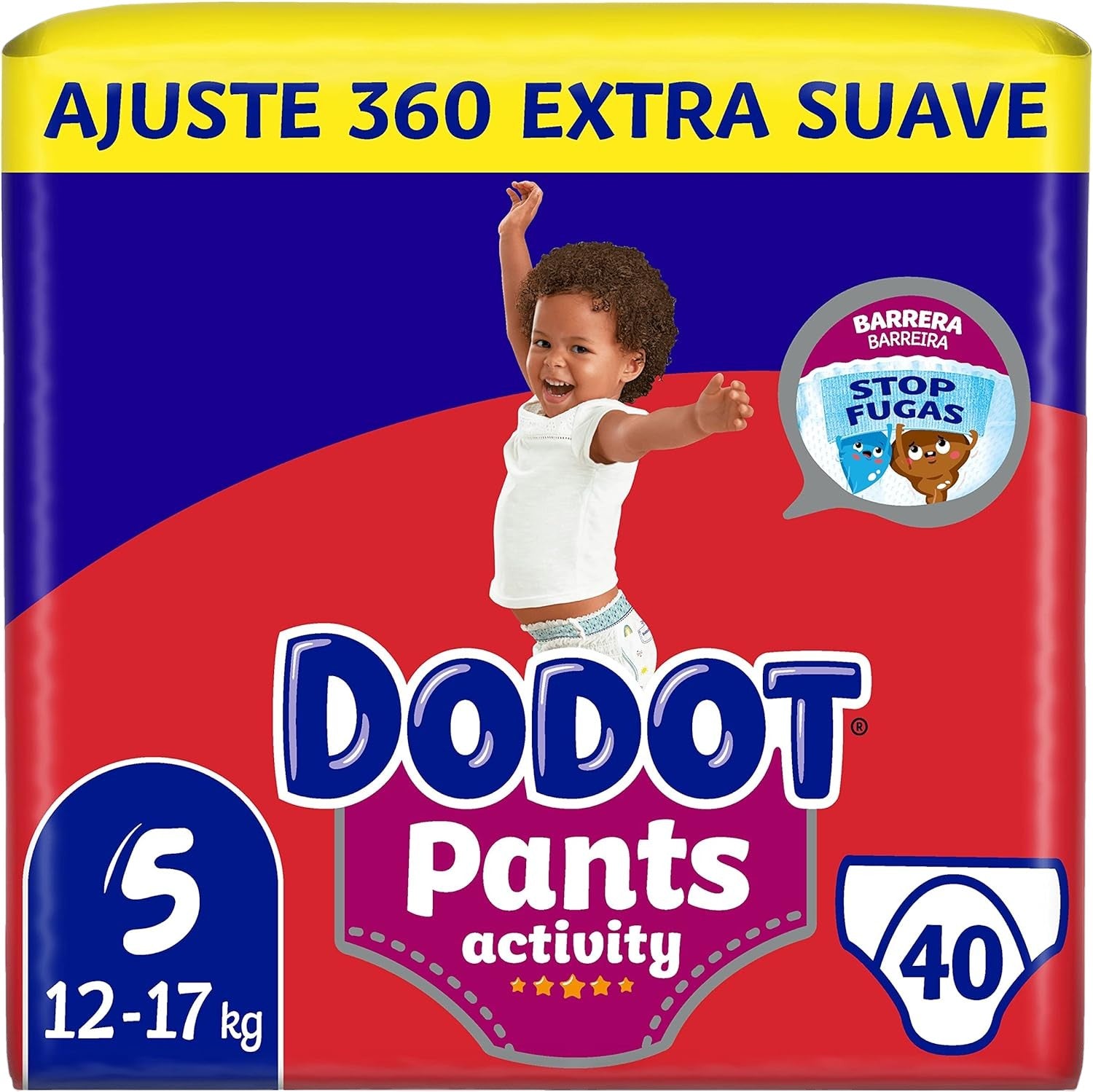 Dodot Activity - Pants Pañal-Braguita Talla 5, Fácil de Cambiar con Canales de Aire, 40 Pañales, 12-17 kg